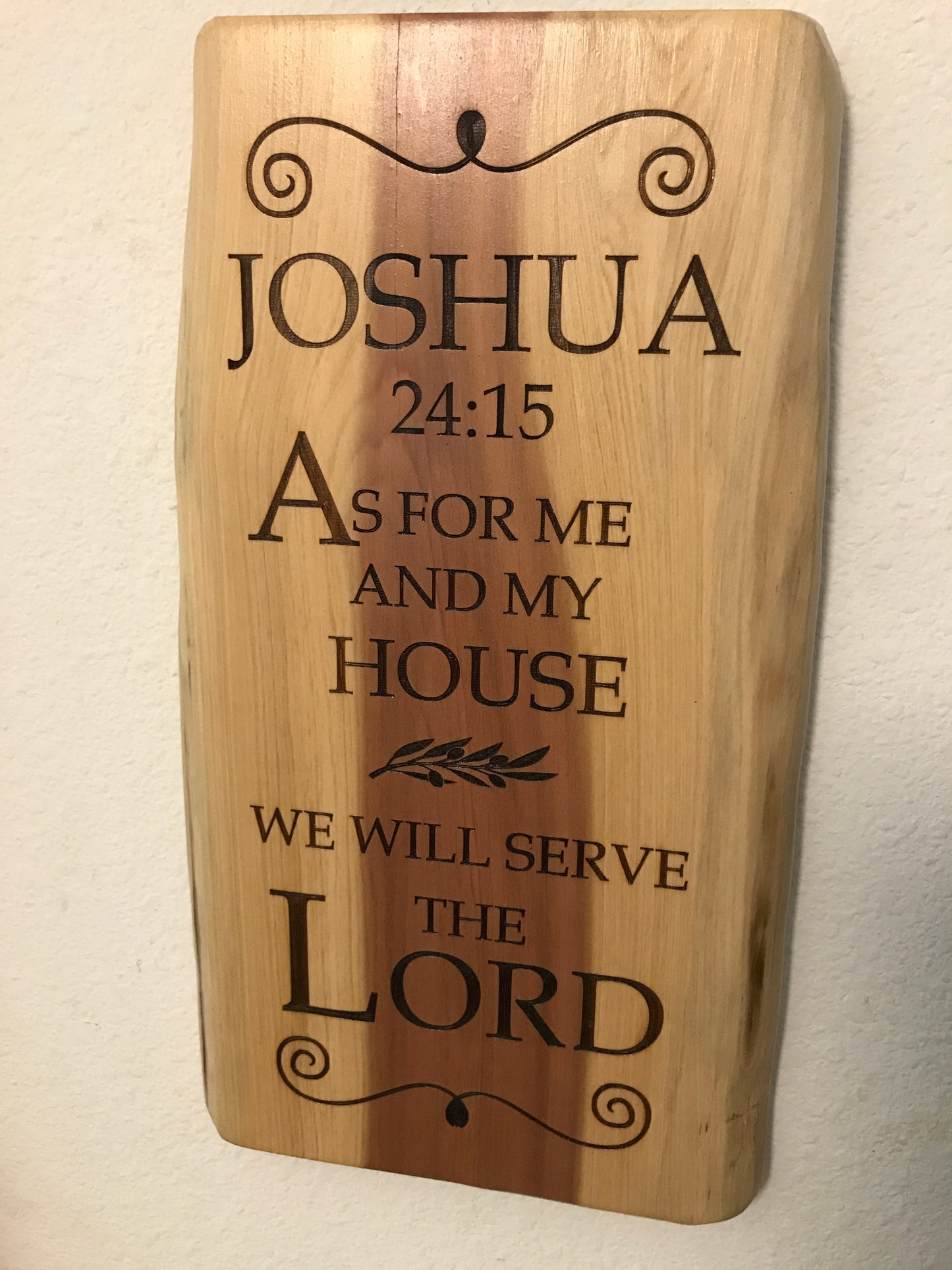 Joshua 24:15 Scripture on Cedar board wall hanging