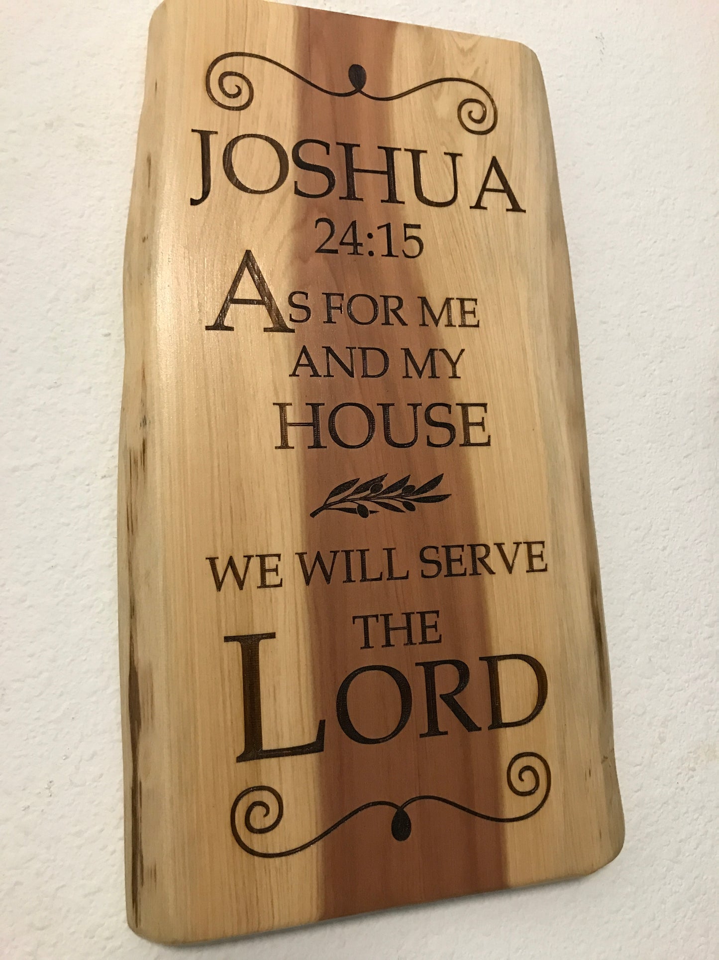 Joshua 24:15 Scripture on Cedar board wall hanging