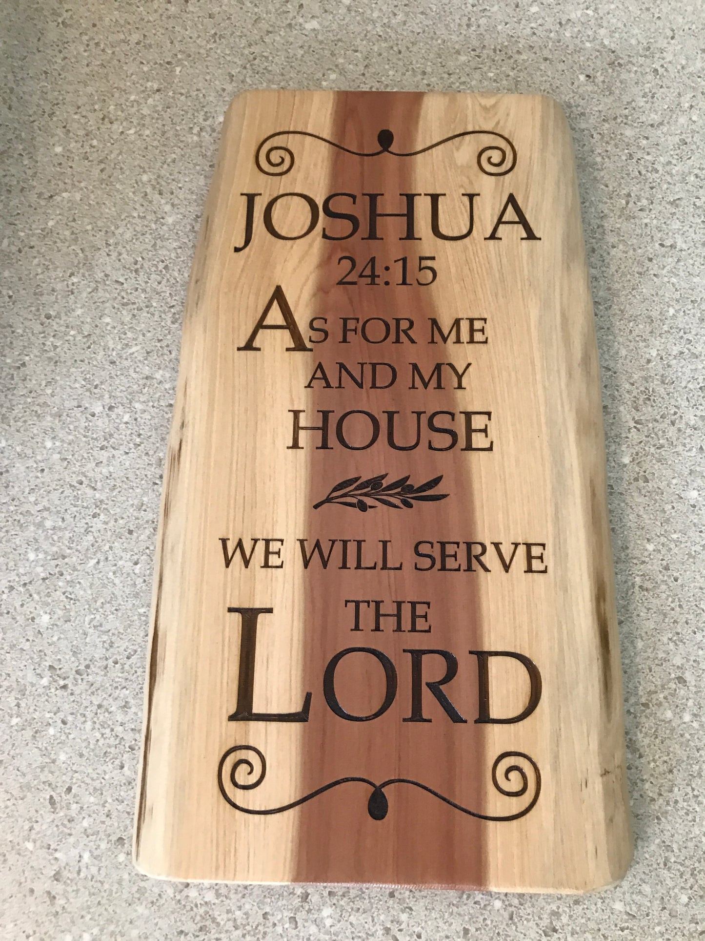 Joshua 24:15 Scripture on Cedar board wall hanging