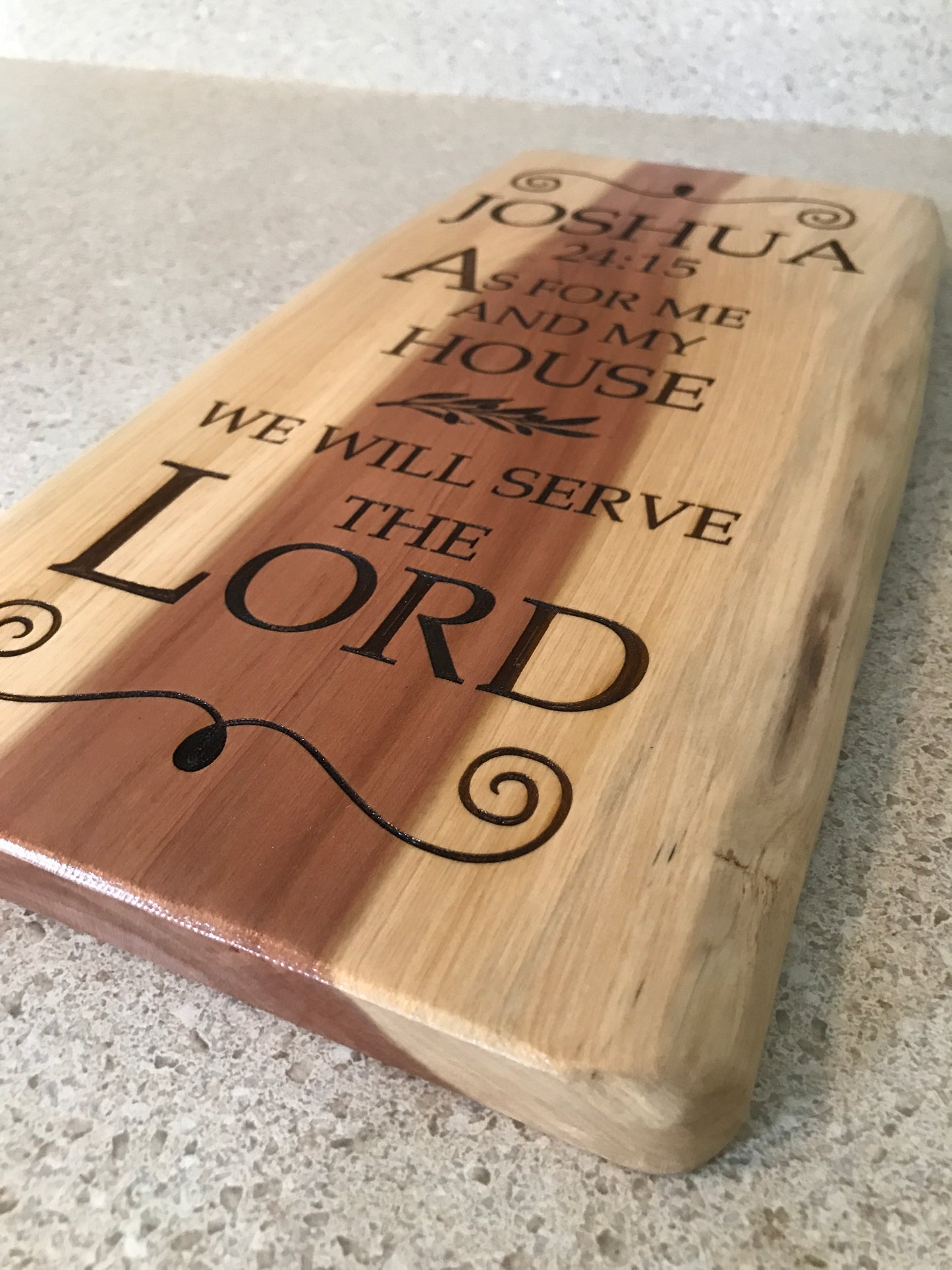 Joshua 24:15 Scripture on Cedar board wall hanging