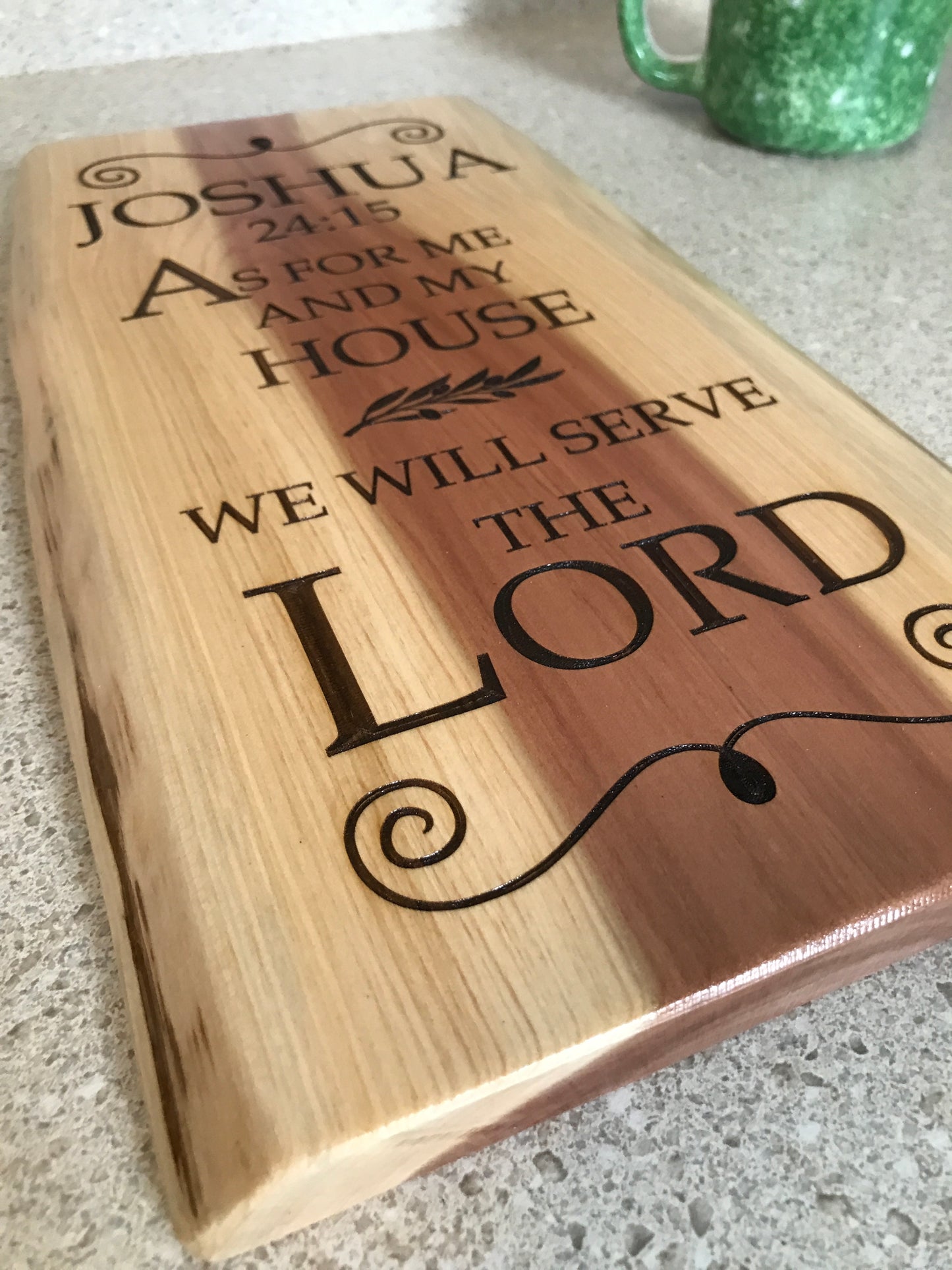 Joshua 24:15 Scripture on Cedar board wall hanging